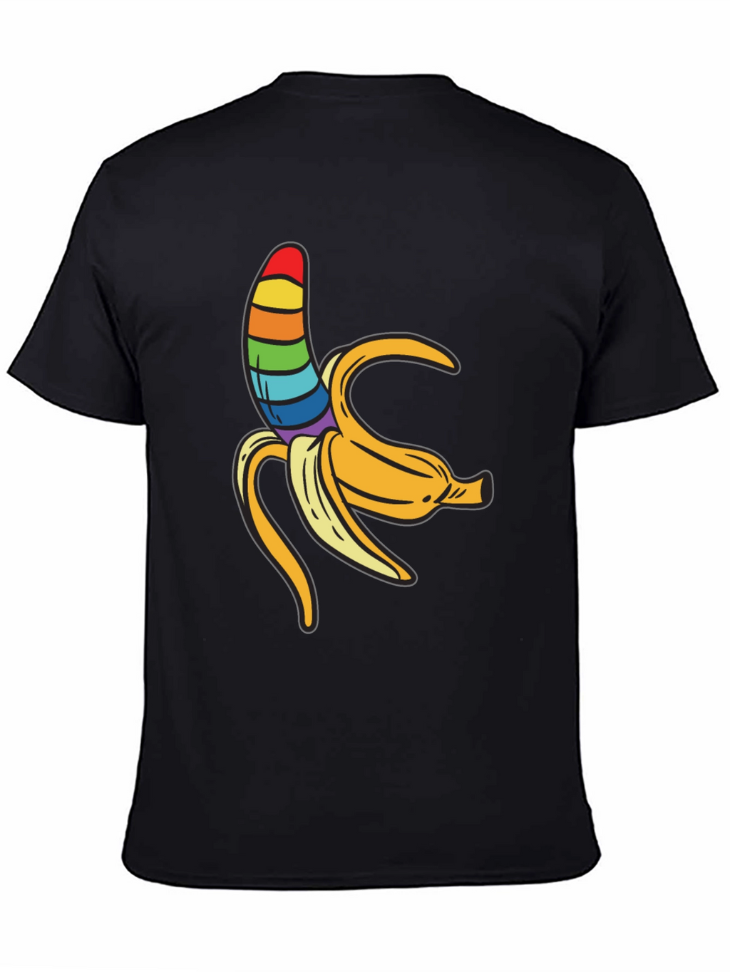 Rainbow Banana Graphic Tee - Unisex Black Shirt
