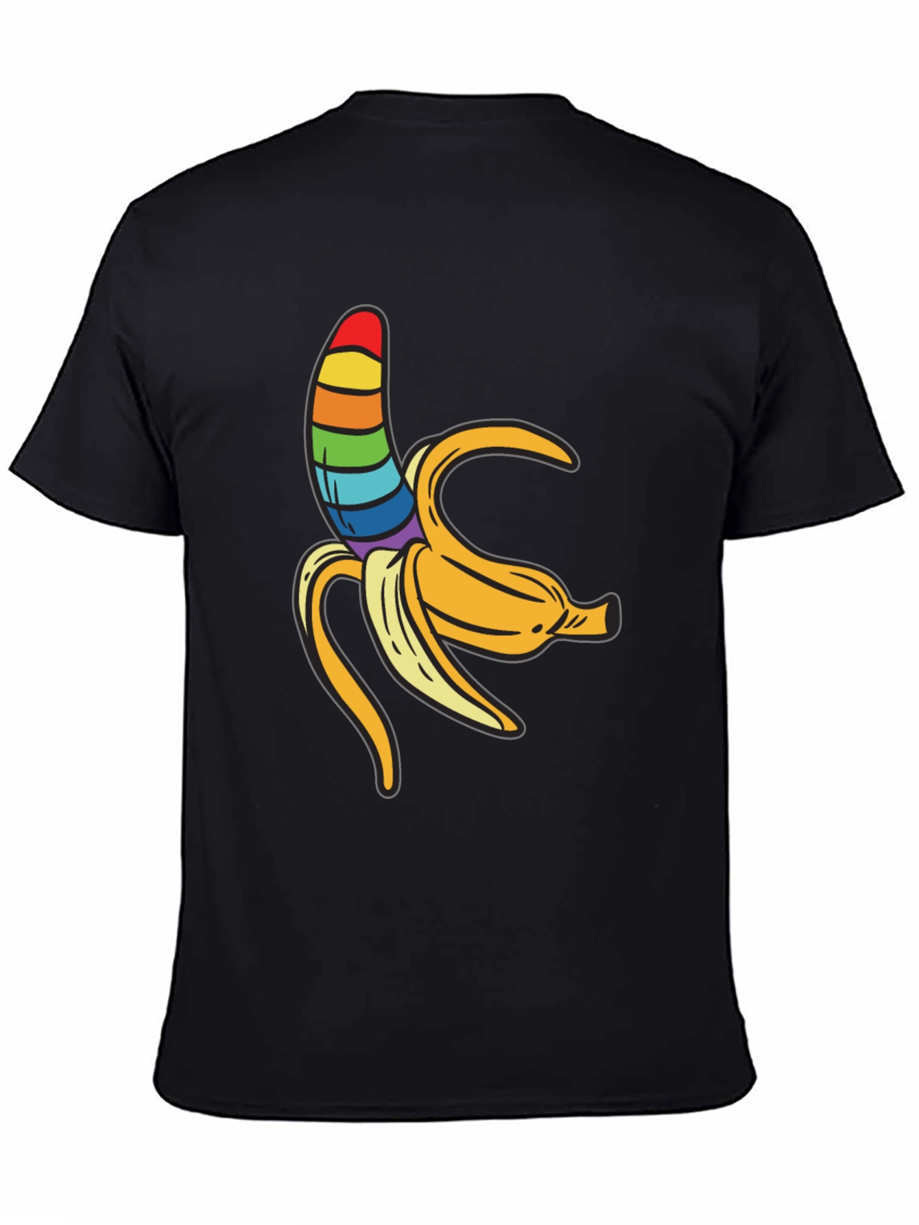 Rainbow Banana Graphic Tee - Unisex Black Shirt