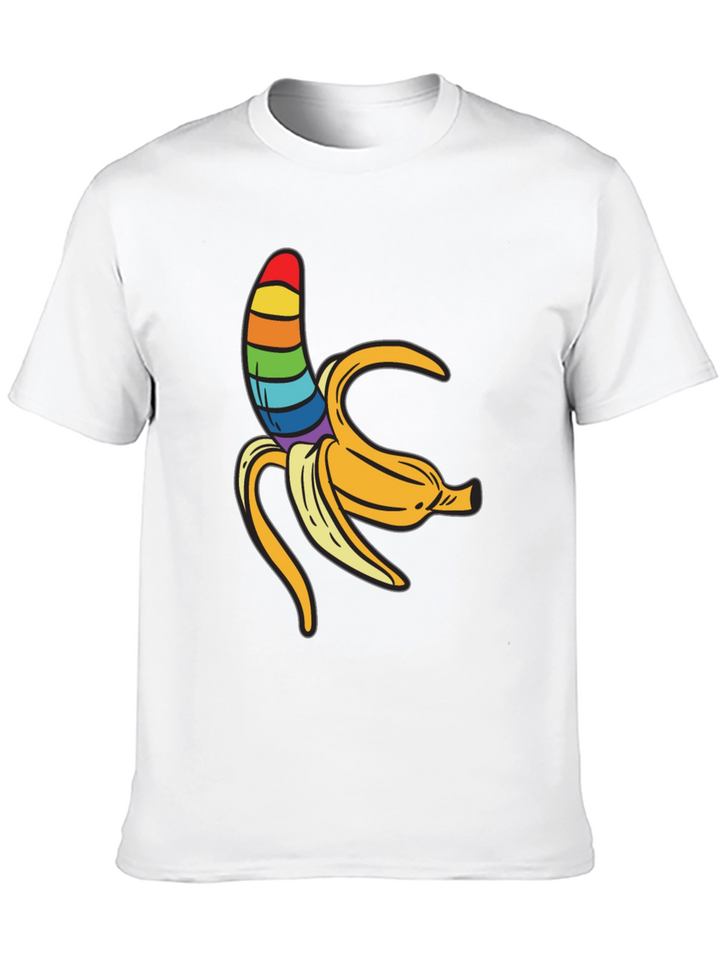 Rainbow Banana Graphic Tee - Unisex Black Shirt