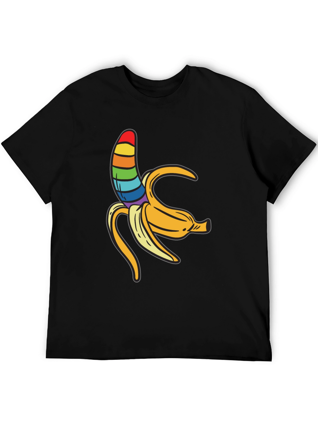 Rainbow Banana Graphic Tee - Unisex Black Shirt