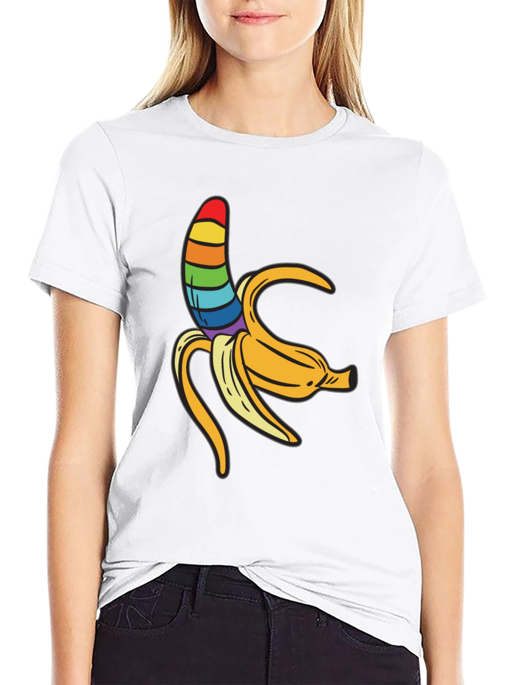 Rainbow Banana Graphic Tee - Unisex Black Shirt