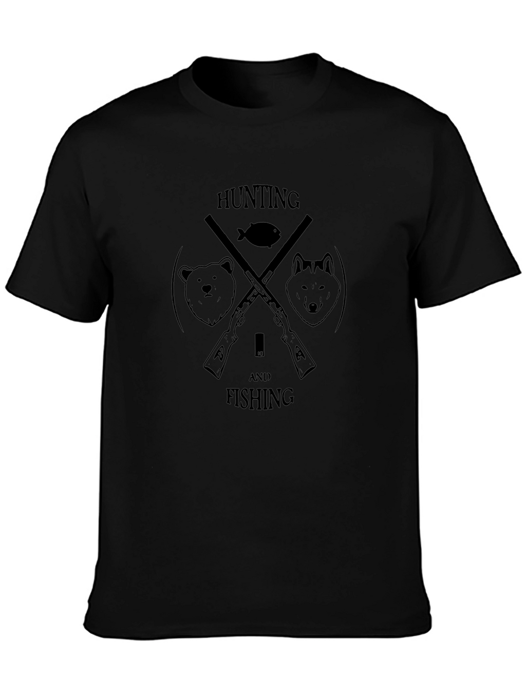 Hunting and Fishing Black Graphic Tee