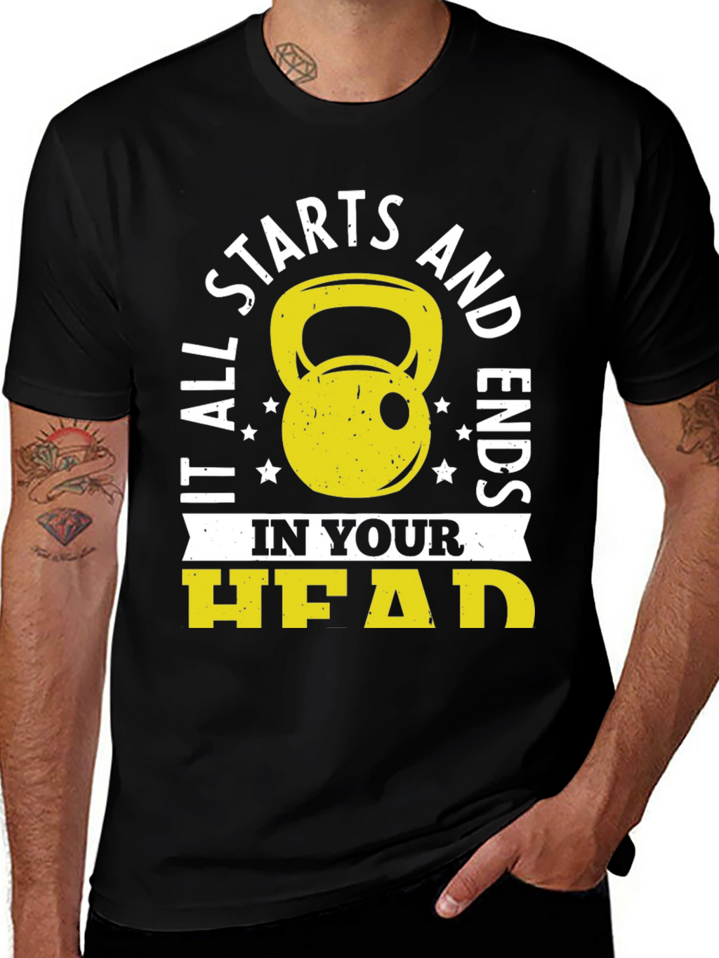 It Starts in Your Head Black Graphic T-Shirt