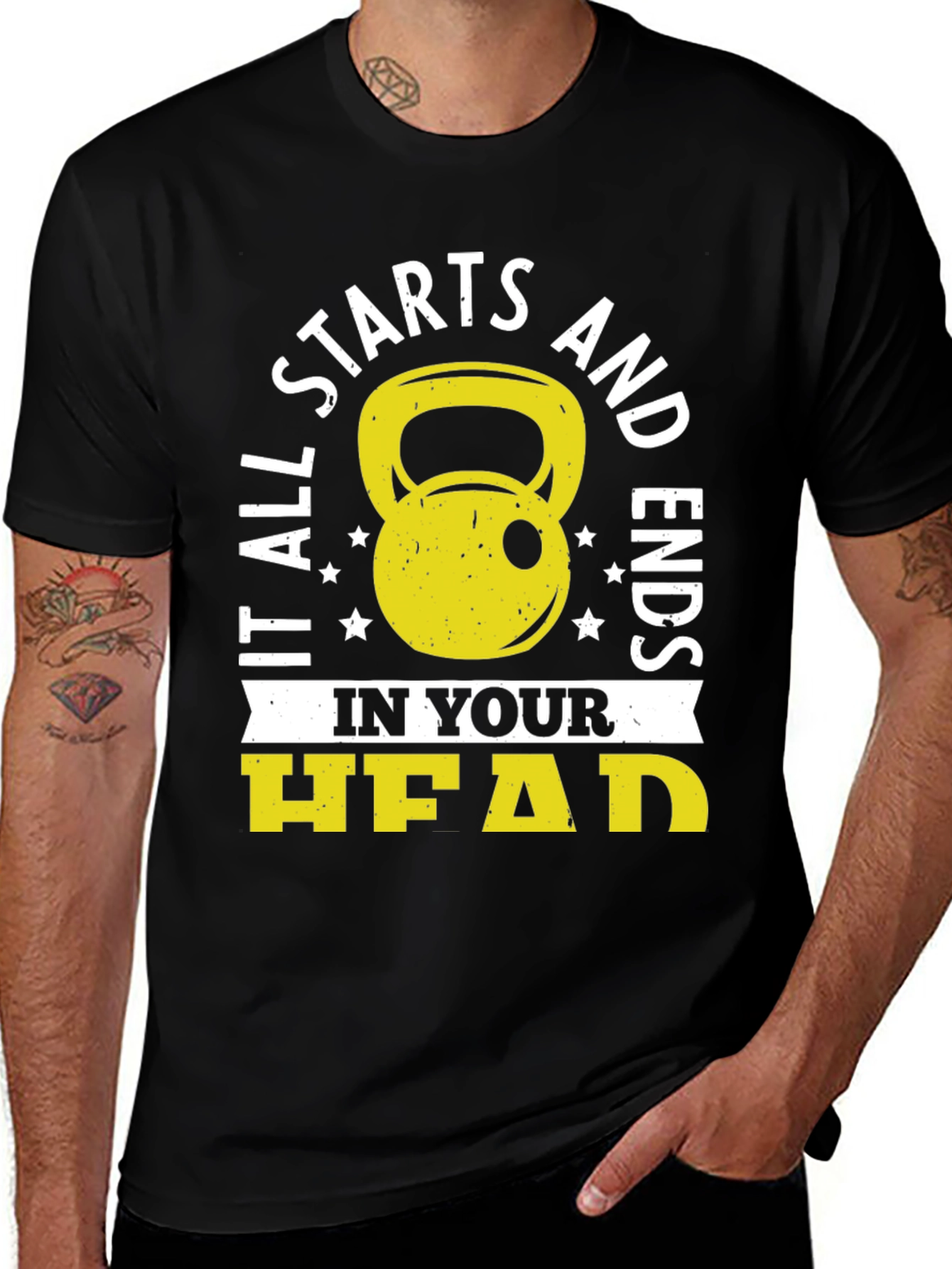 It Starts in Your Head Black Graphic T-Shirt