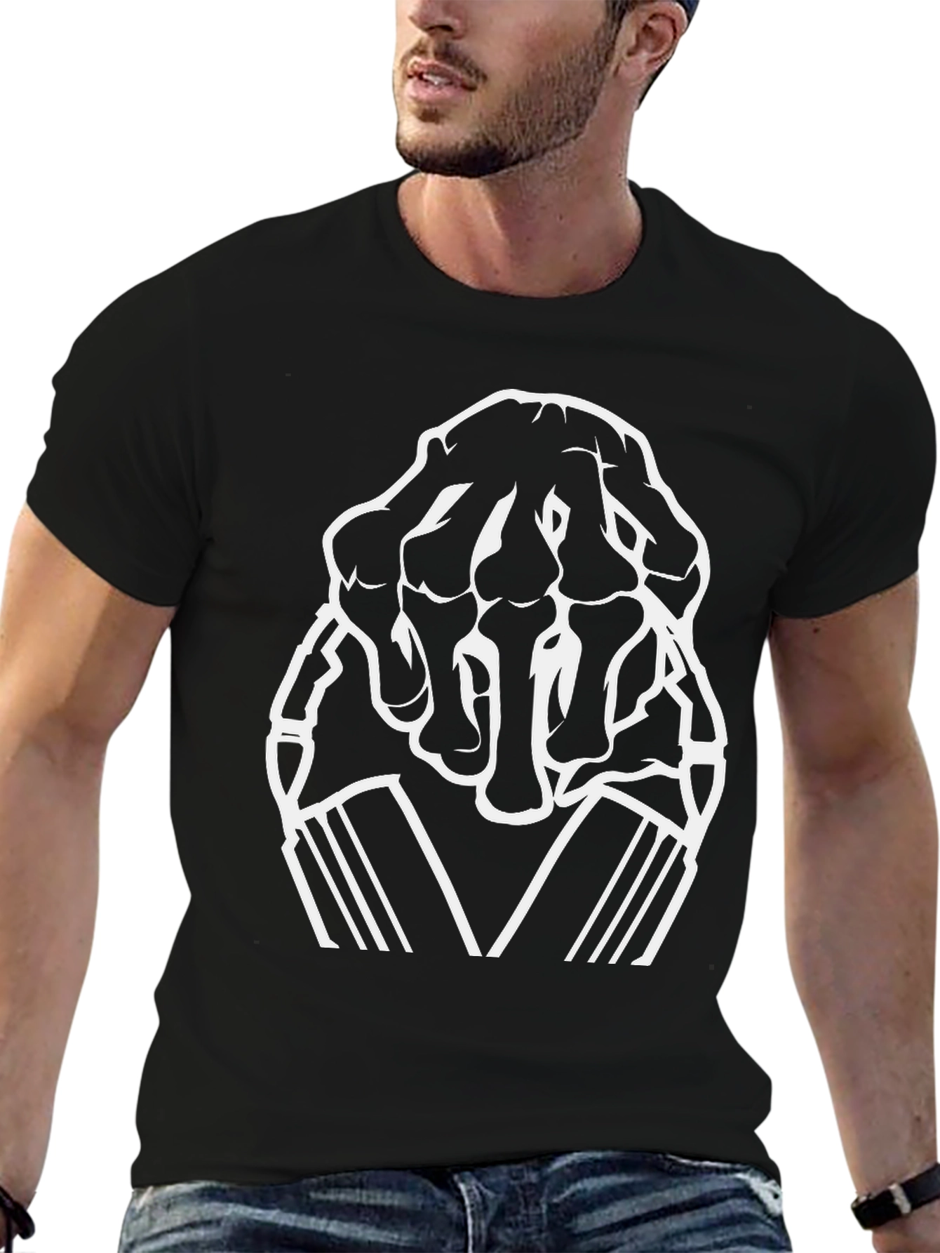Skeleton Hand Graphic Tee - Cool Black T-Shirt