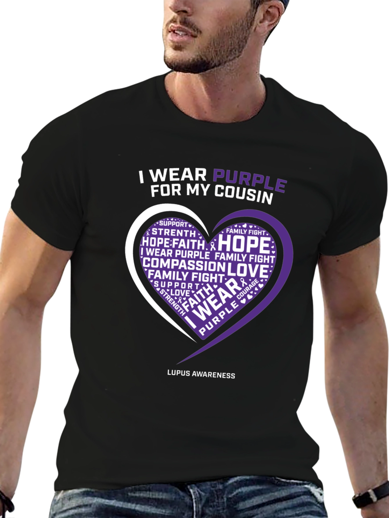Lupus Awareness T-Shirt: I Wear Purple for My Cousin