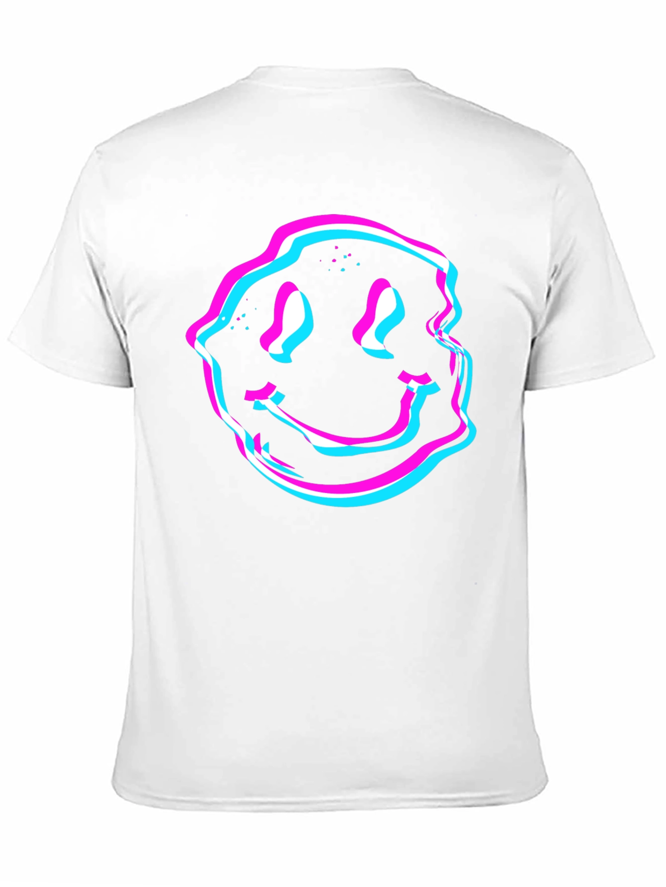 Glitch Smiley Face Graphic Tee - Black