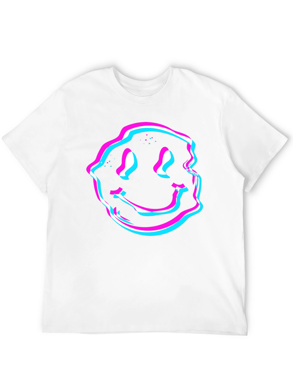Glitch Smiley Face Graphic Tee - Black