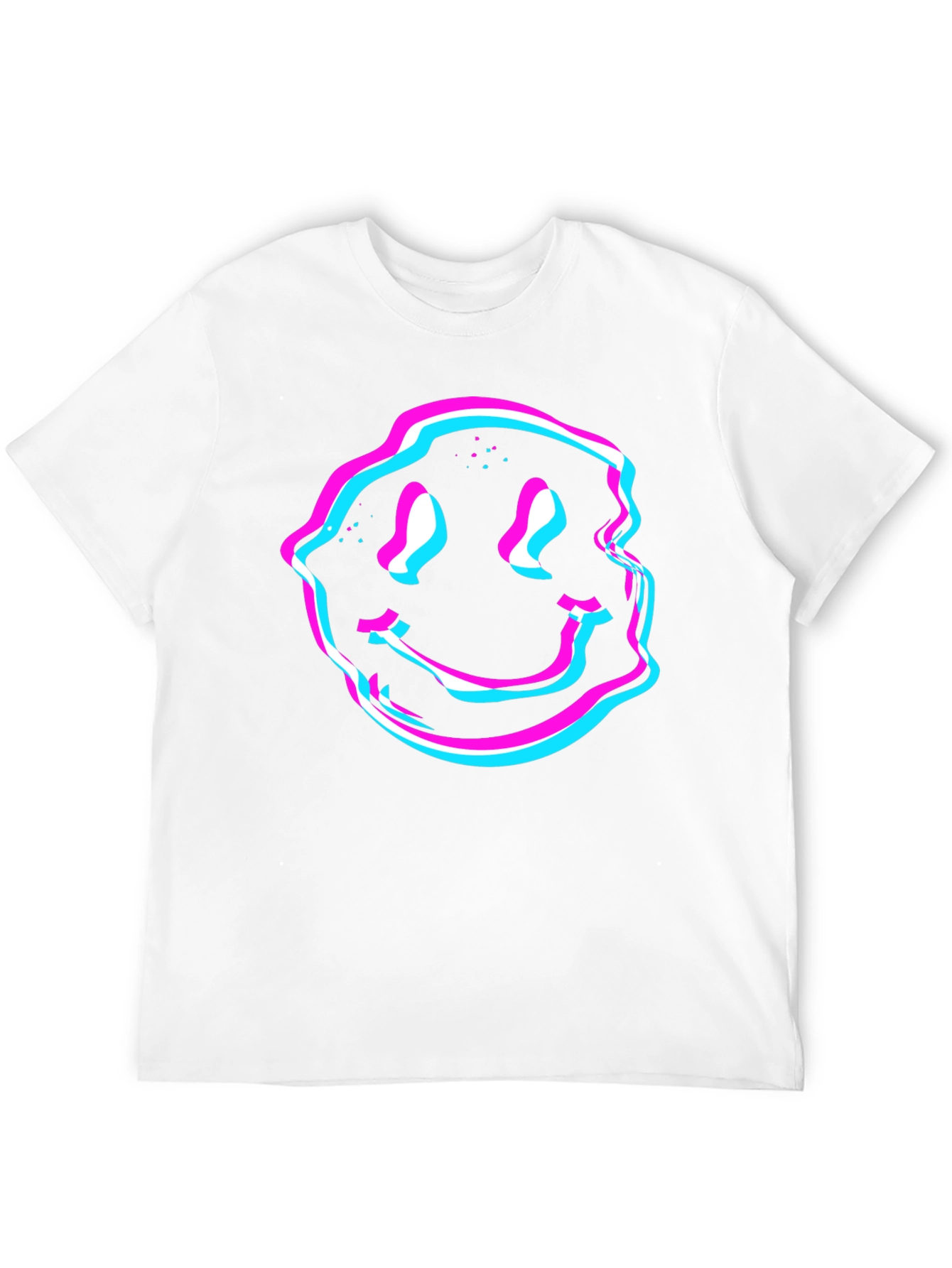 Glitch Smiley Face Graphic Tee - Black