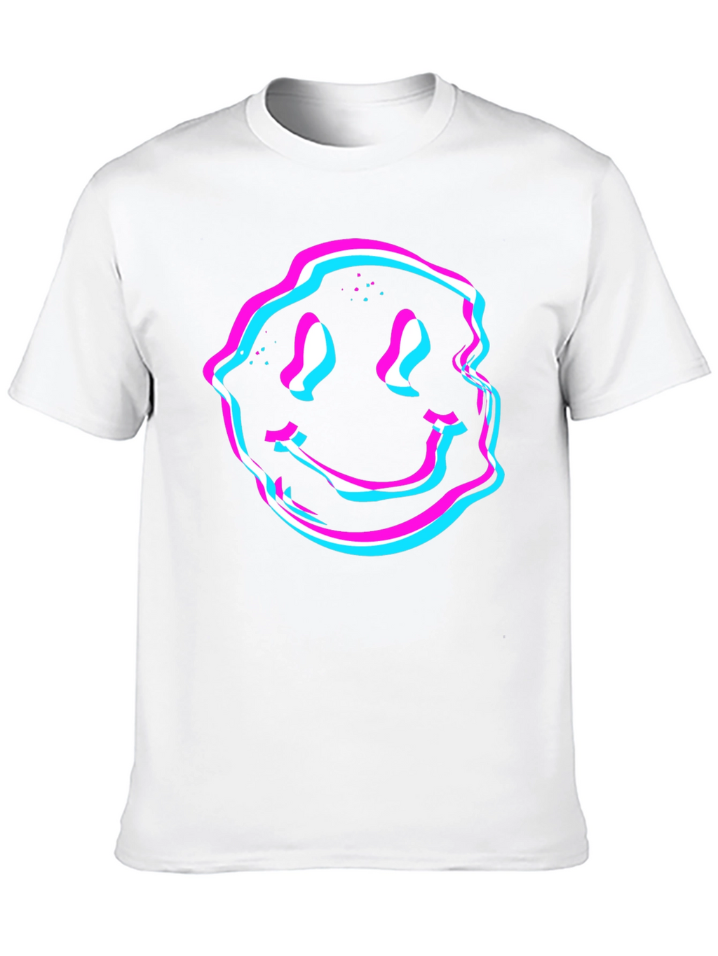 Glitch Smiley Face Graphic Tee - Black