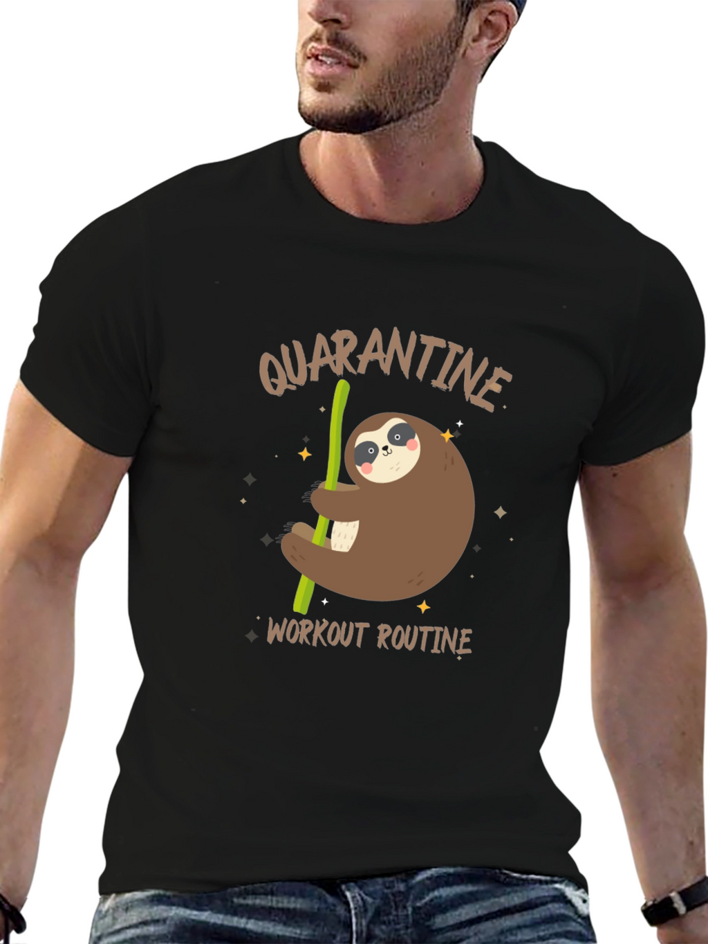 Quarantine Workout Routine Sloth Graphic Tee