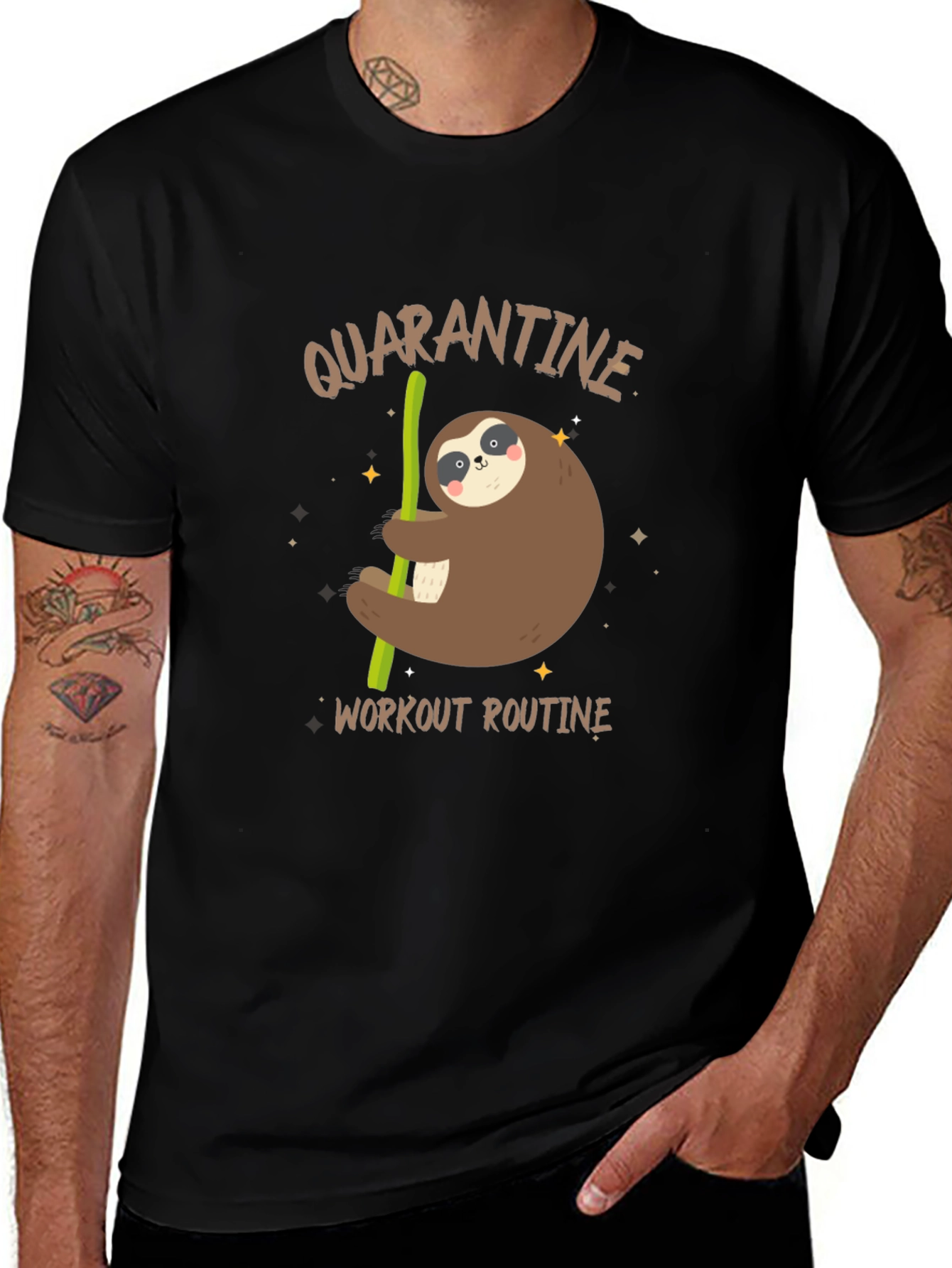 Quarantine Workout Routine Sloth Graphic Tee