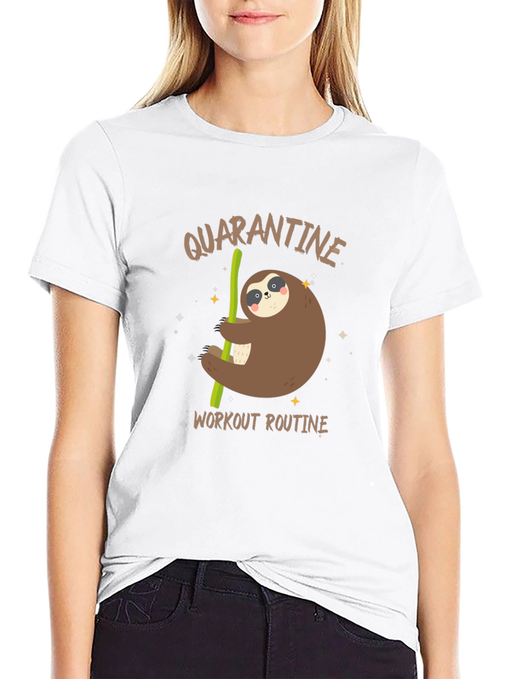 Quarantine Workout Routine Sloth Graphic Tee