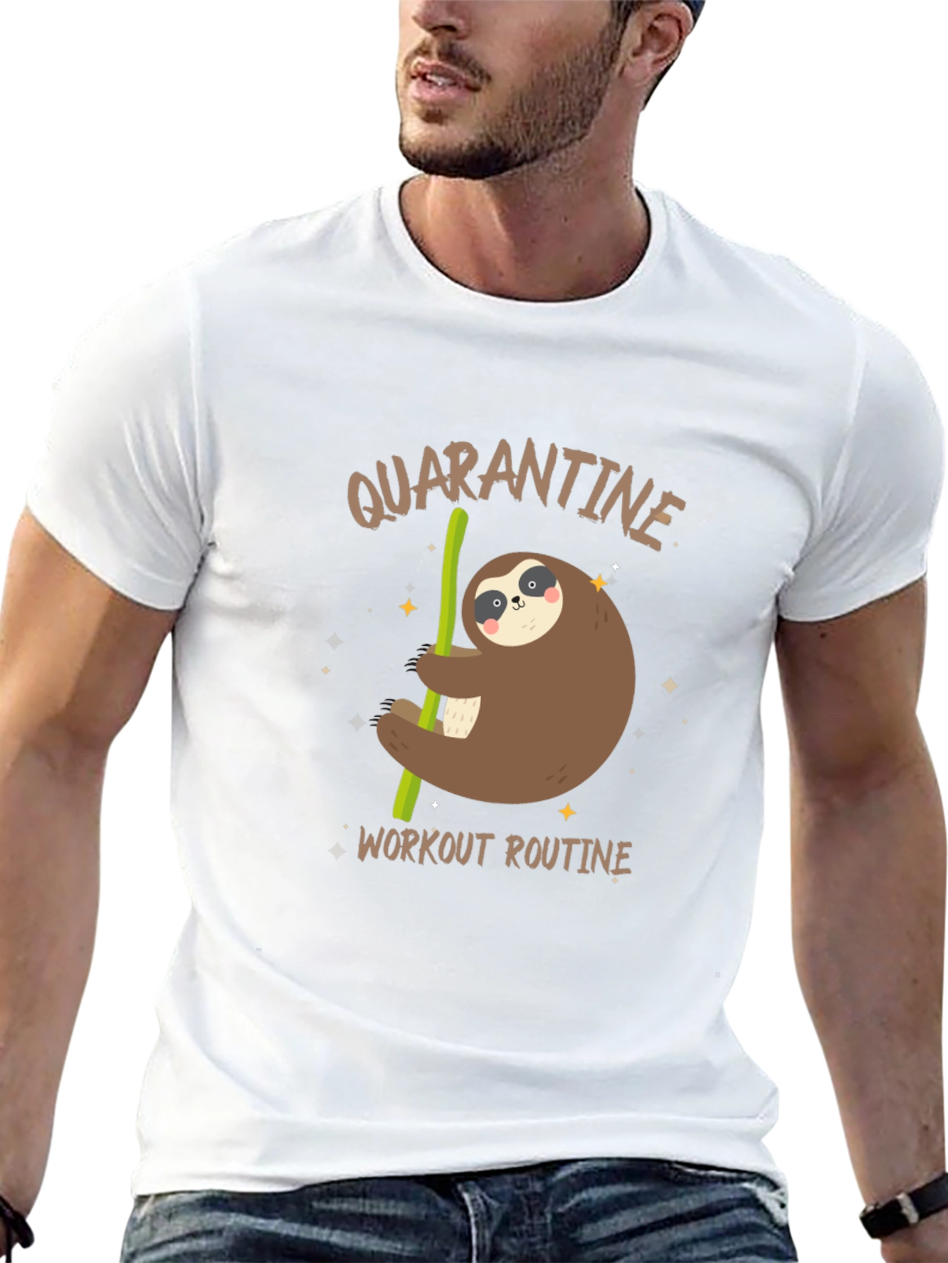 Quarantine Workout Routine Sloth Graphic Tee