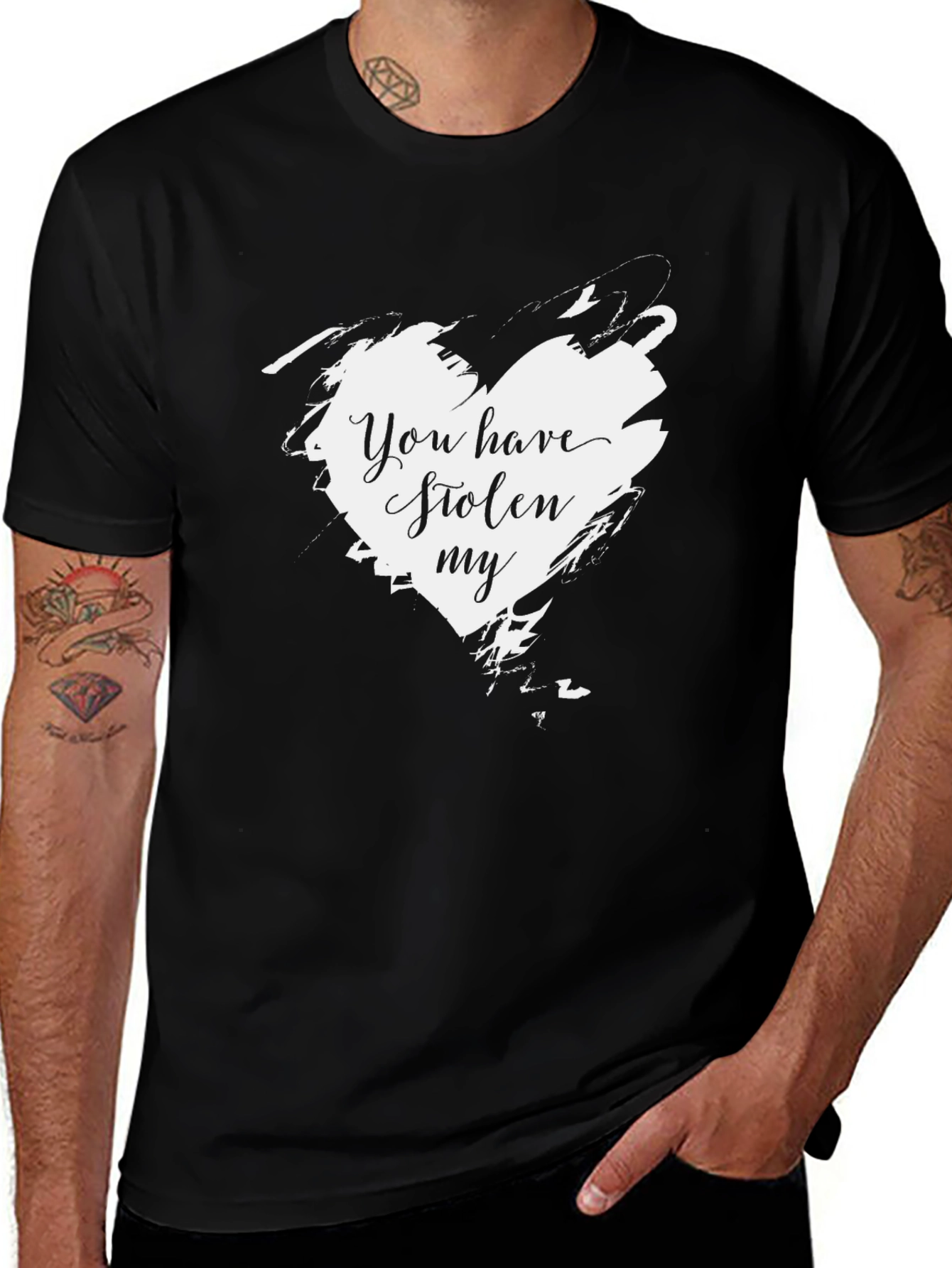 You Have Stolen My Heart Graphic Tee - Black