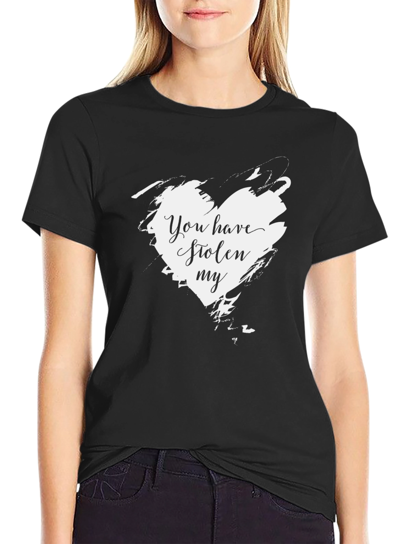 You Have Stolen My Heart Graphic Tee - Black