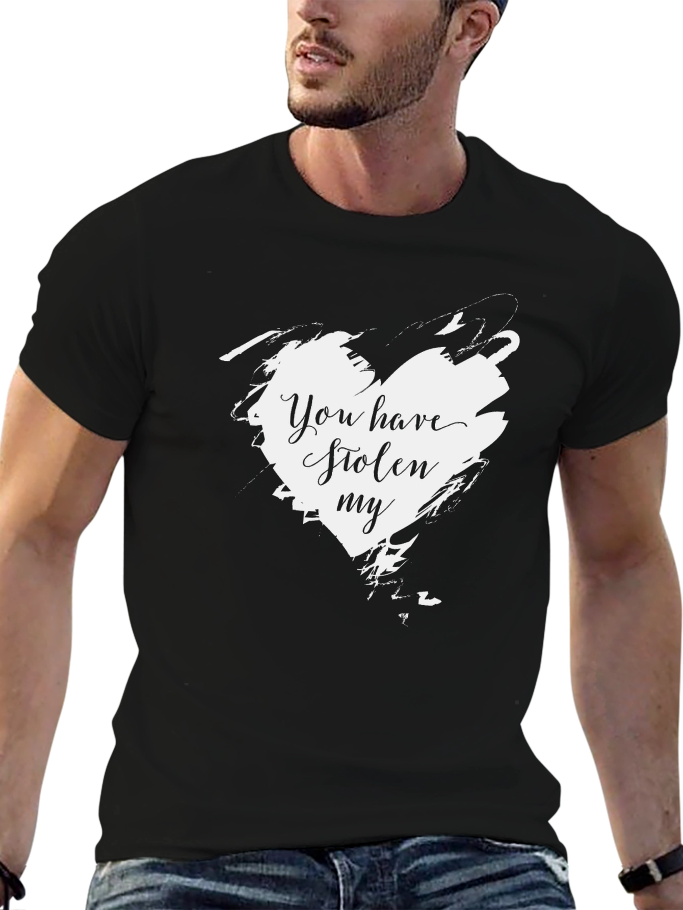 You Have Stolen My Heart Graphic Tee - Black