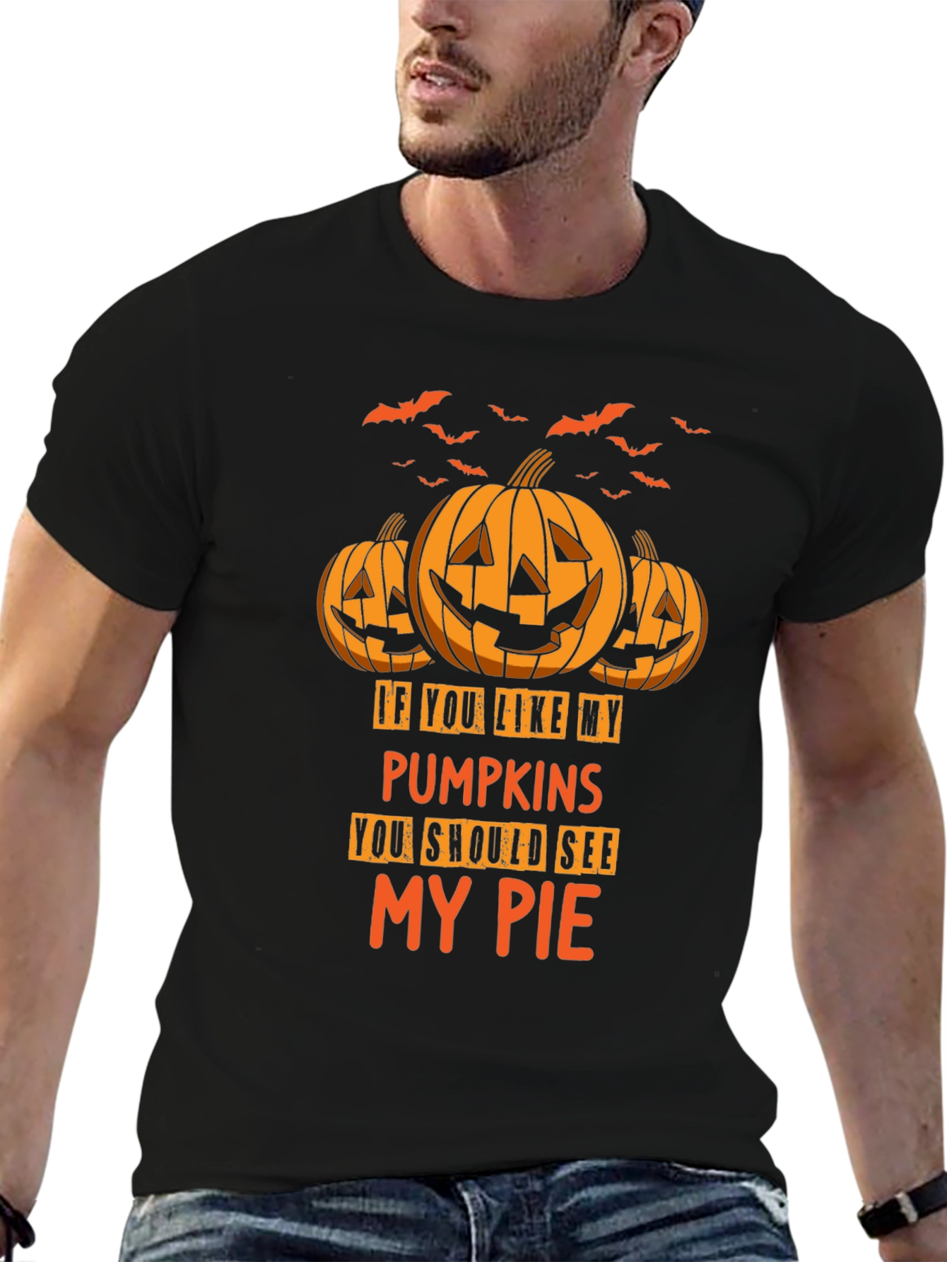 Halloween Pumpkin Pie Mens Graphic T-Shirt