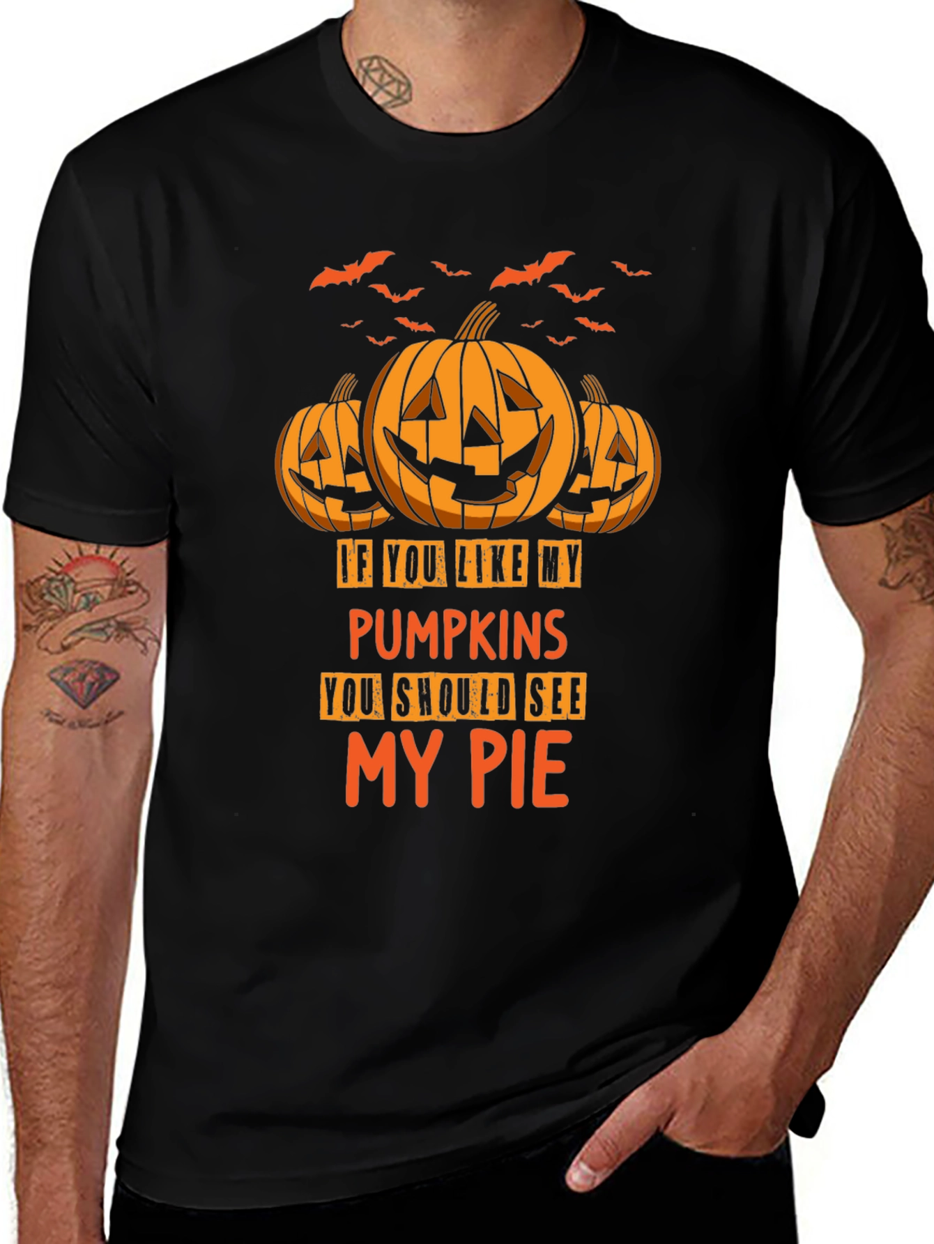 Halloween Pumpkin Pie Mens Graphic T-Shirt