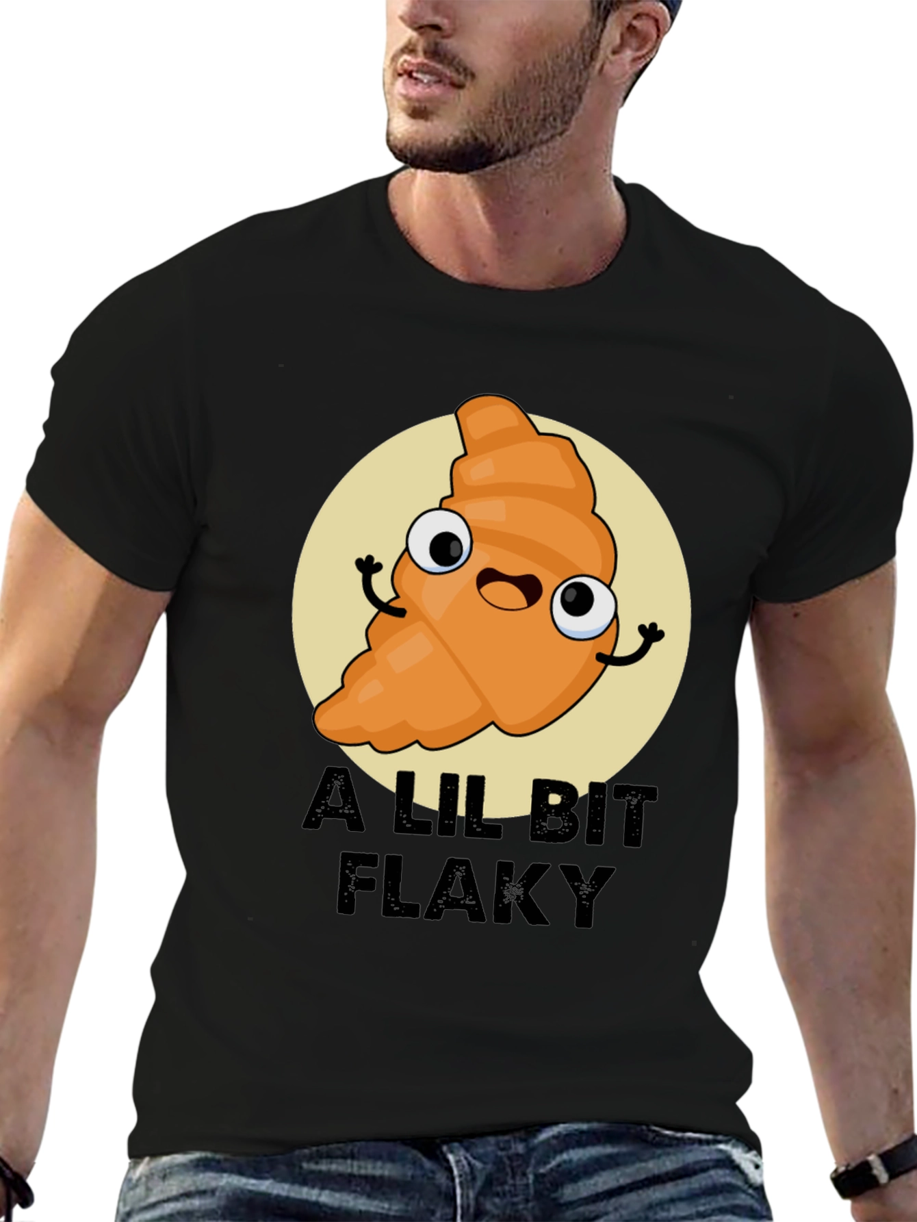 A Lil Bit Flaky Cartoon Croissant T-Shirt