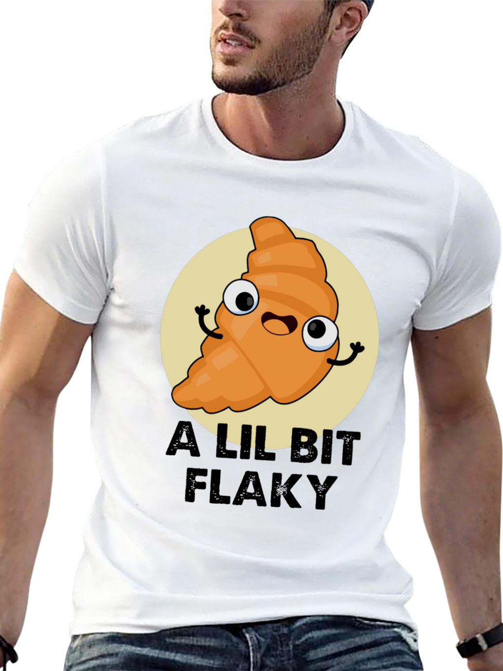 A Lil Bit Flaky Cartoon Croissant T-Shirt