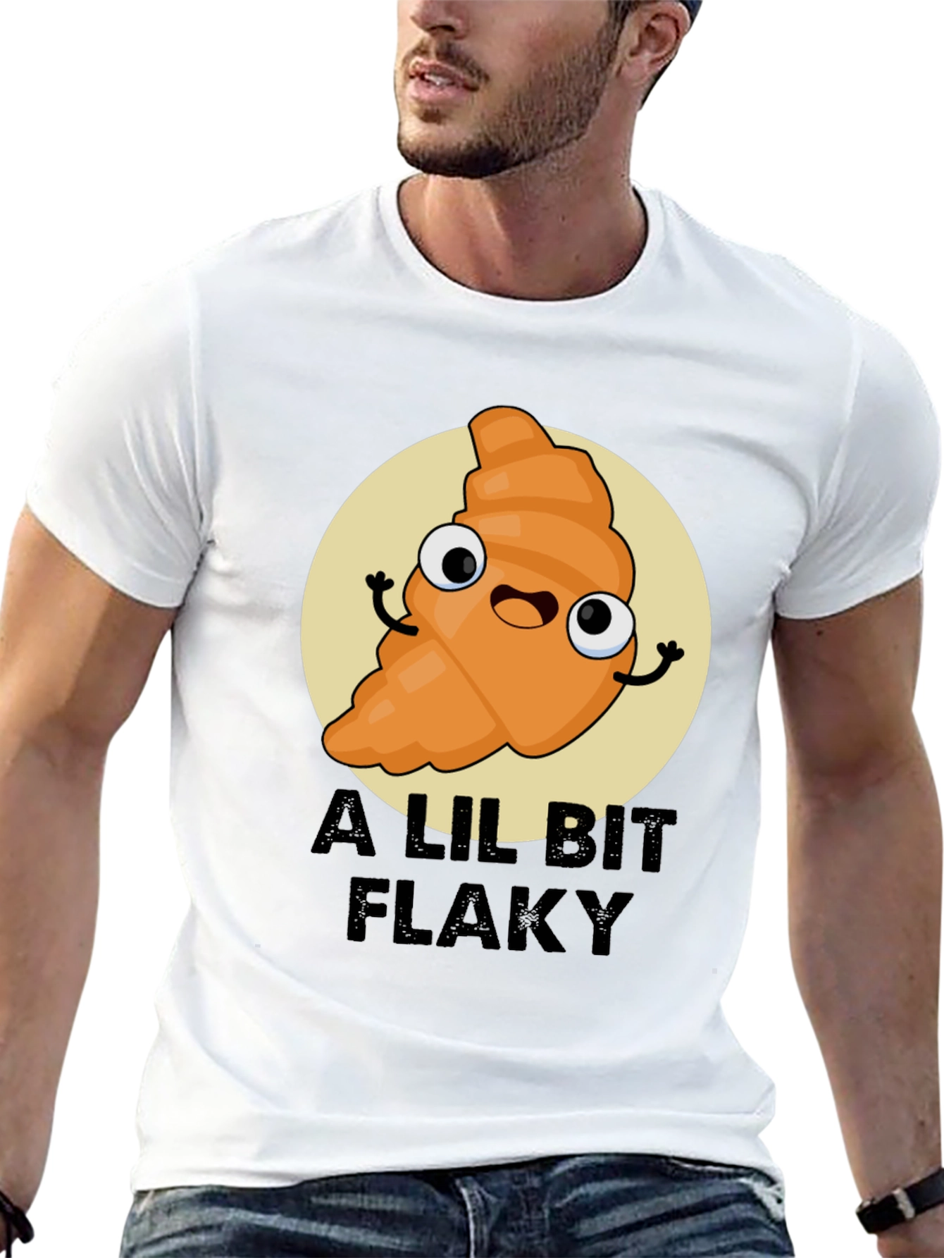 A Lil Bit Flaky Cartoon Croissant T-Shirt
