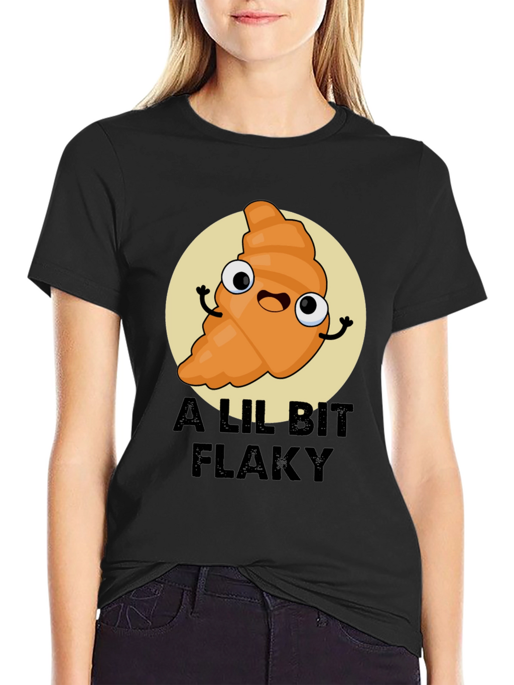 A Lil Bit Flaky Cartoon Croissant T-Shirt
