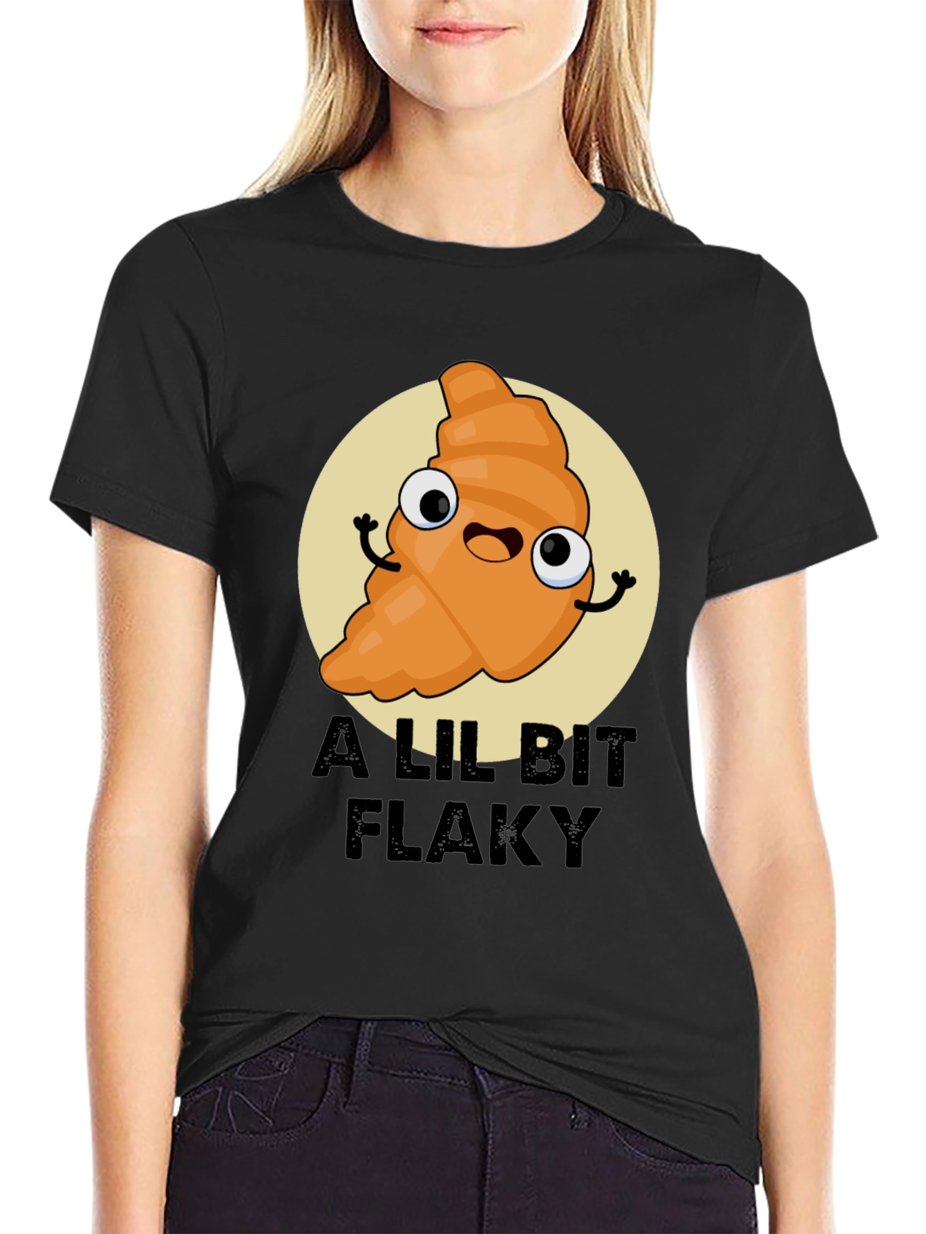 A Lil Bit Flaky Cartoon Croissant T-Shirt