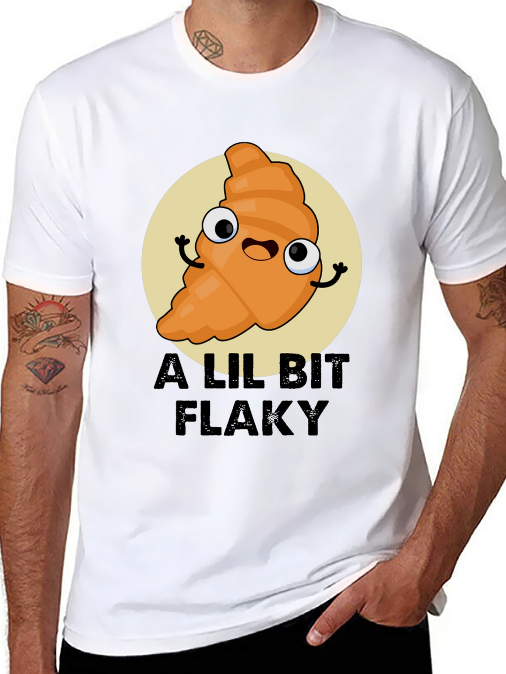 A Lil Bit Flaky Cartoon Croissant T-Shirt