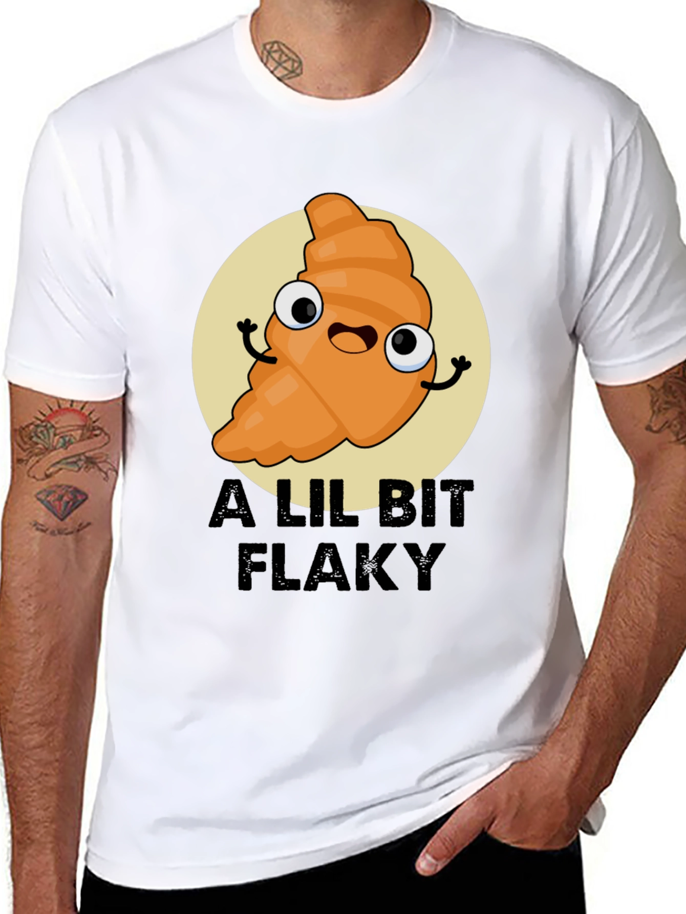 A Lil Bit Flaky Cartoon Croissant T-Shirt