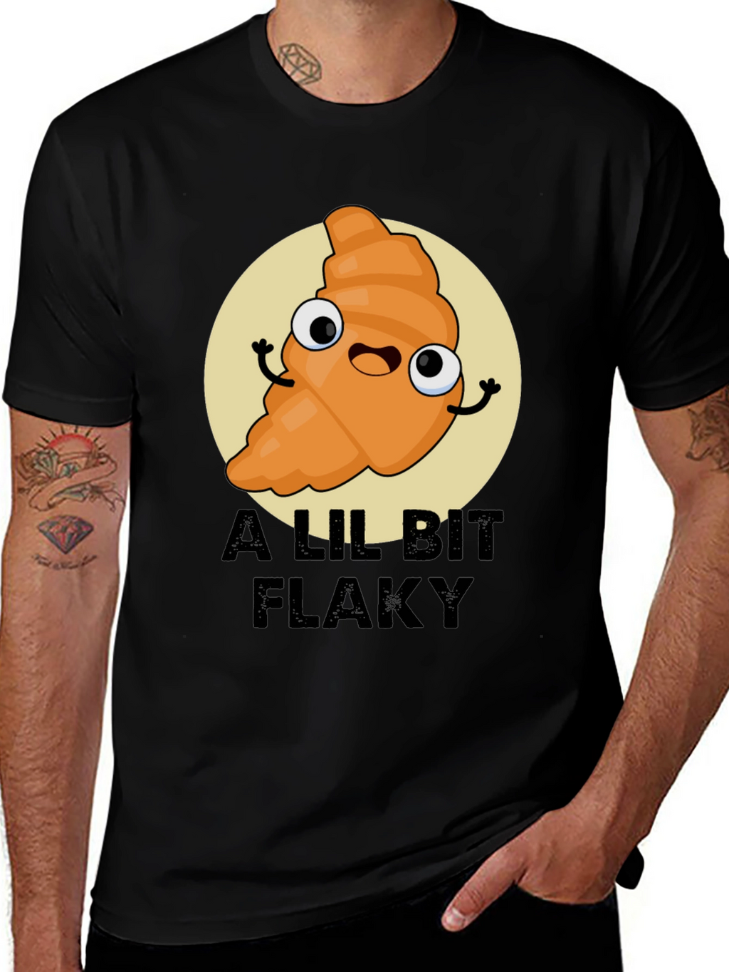 A Lil Bit Flaky Cartoon Croissant T-Shirt