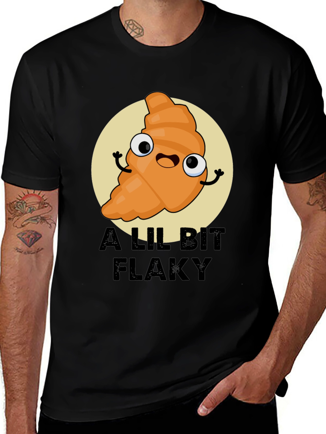 A Lil Bit Flaky Cartoon Croissant T-Shirt