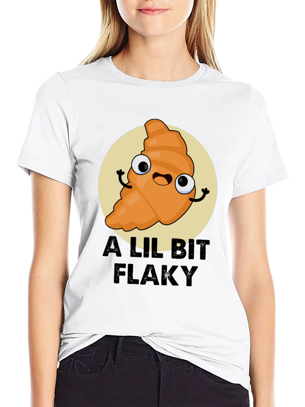 A Lil Bit Flaky Cartoon Croissant T-Shirt
