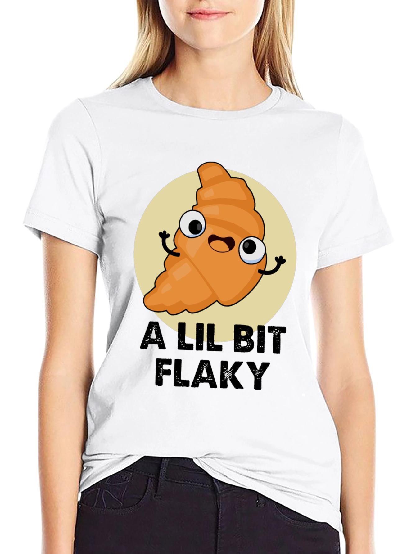 A Lil Bit Flaky Cartoon Croissant T-Shirt