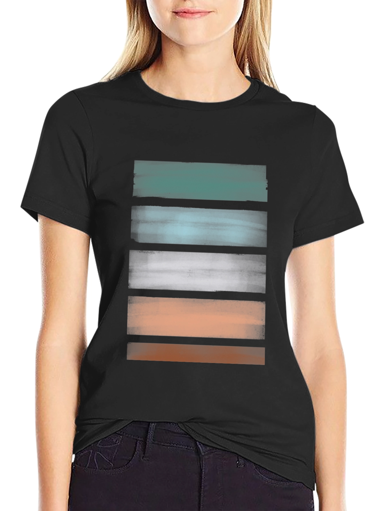 Abstract Stripe Graphic Tee - Modern Casual Shirt