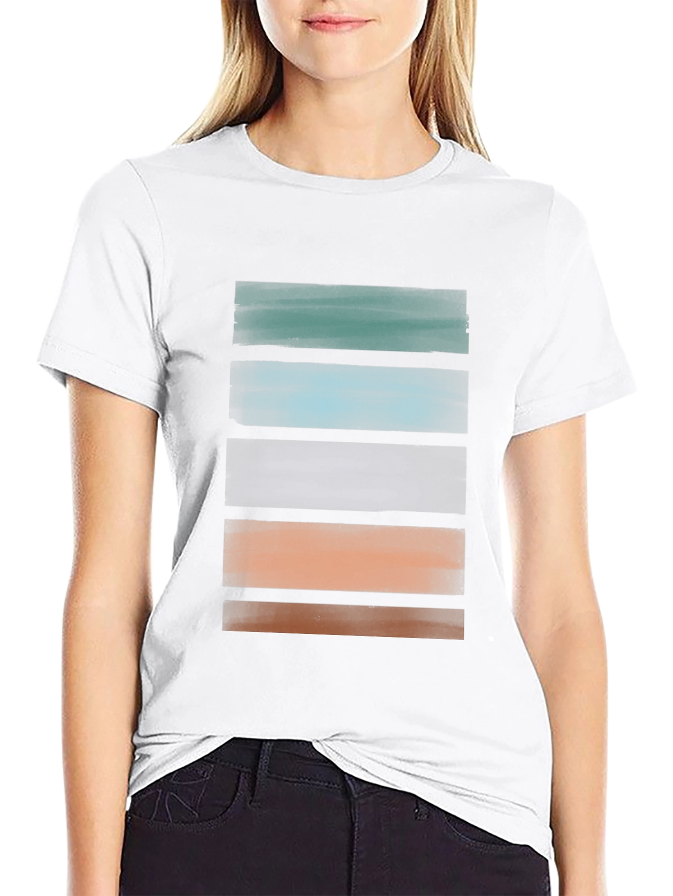 Abstract Stripe Graphic Tee - Modern Casual Shirt