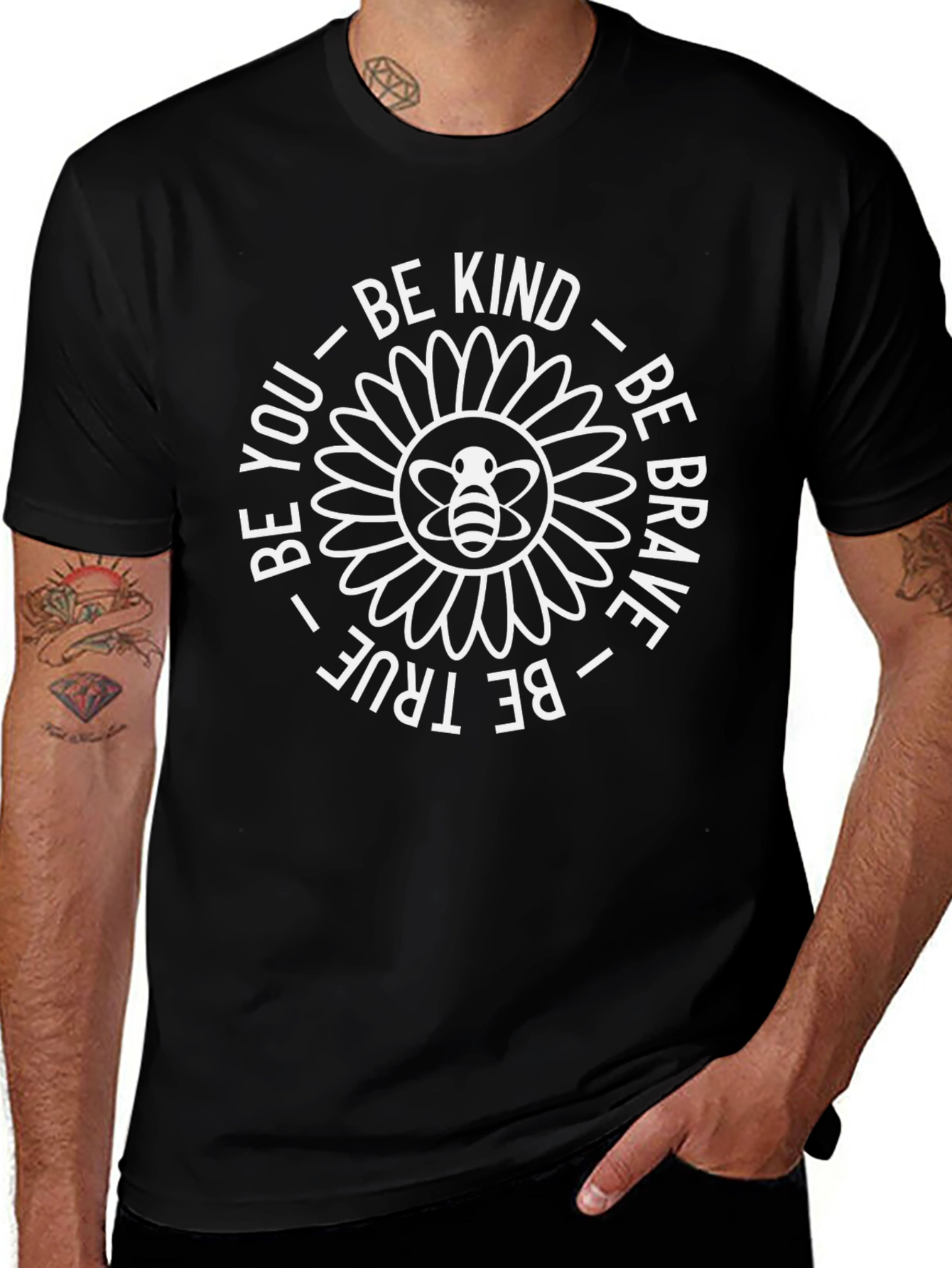 Be Kind Bee Graphic Tee - Black Cotton T-Shirt