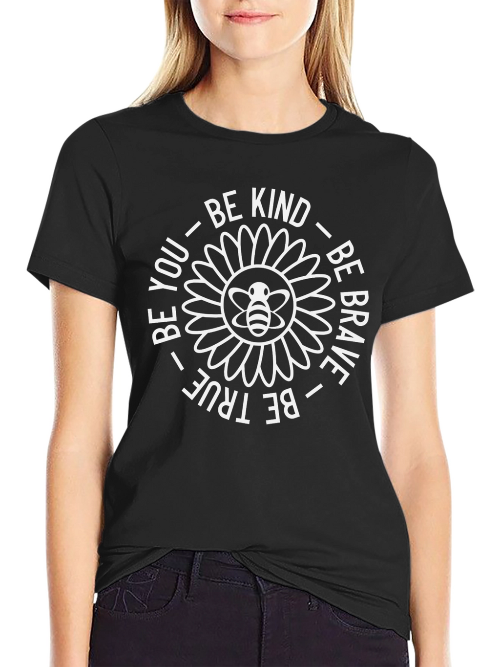 Be Kind Bee Graphic Tee - Black Cotton T-Shirt