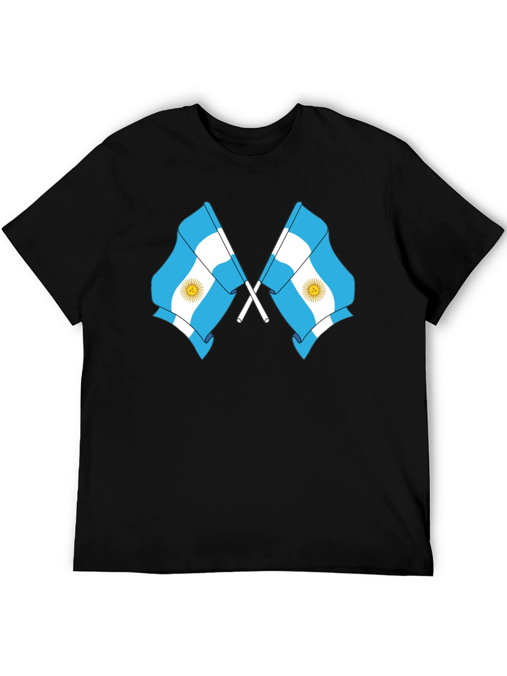 Argentina Flag Graphic Tee - Black Cotton Blend
