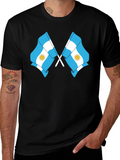 Argentina Flag Graphic Tee - Black Cotton Blend