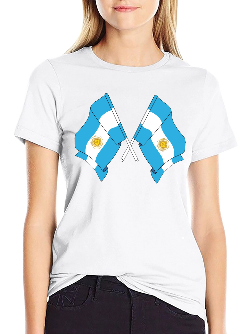 Argentina Flag Graphic Tee - Black Cotton Blend
