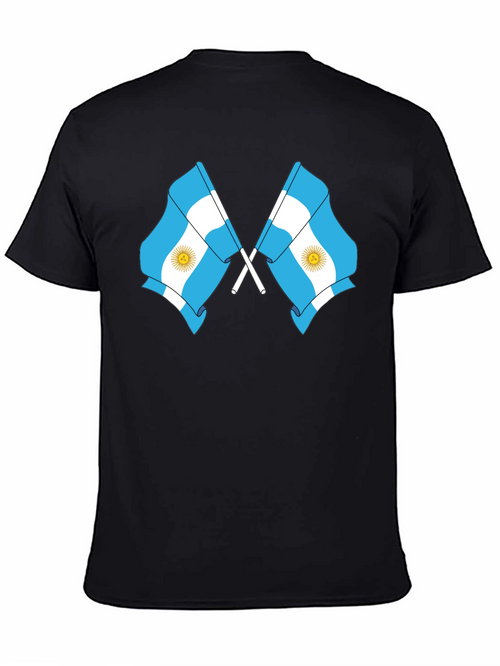 Argentina Flag Graphic Tee - Black Cotton Blend