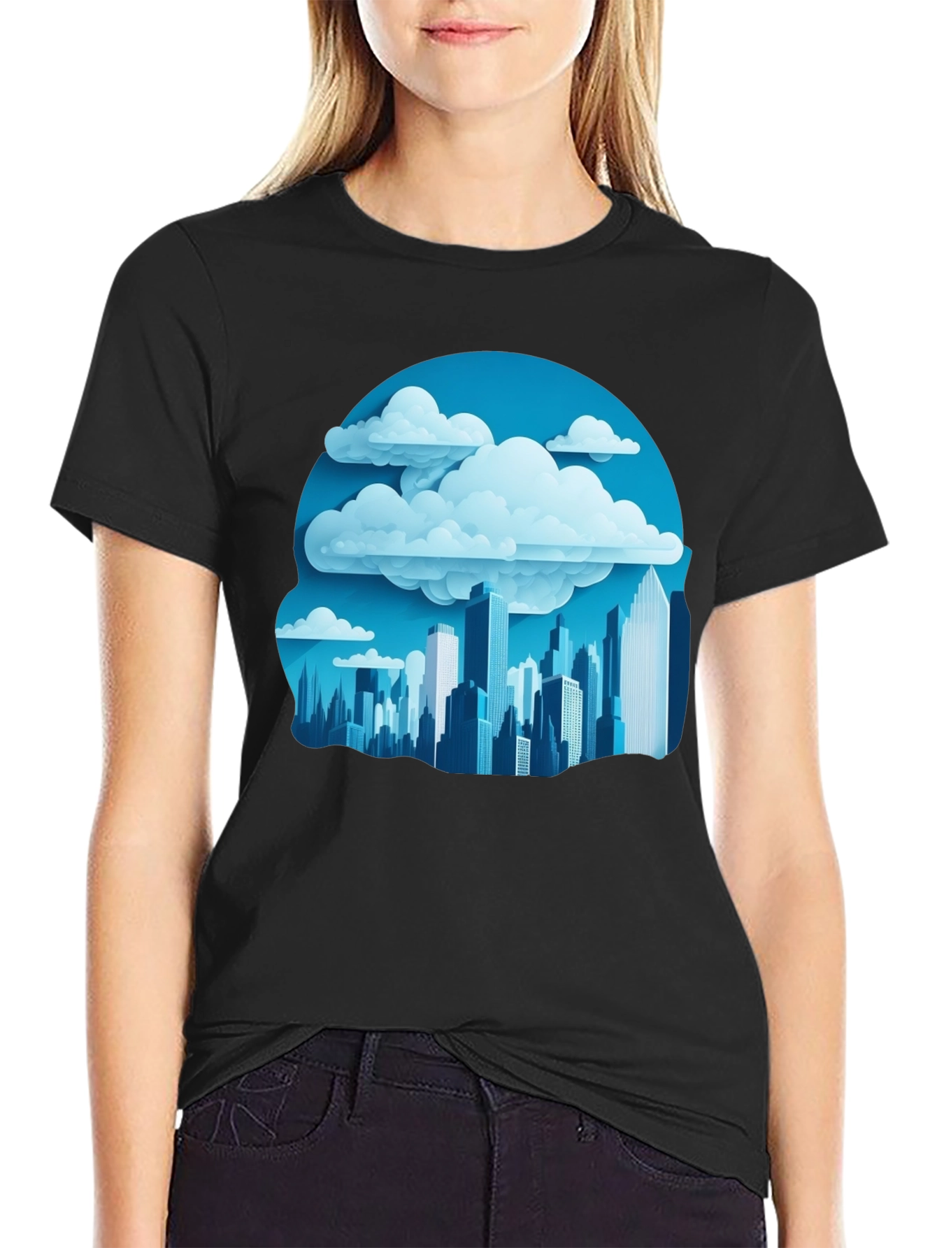 Cityscape Cloudscape Graphic Tee - Urban Style