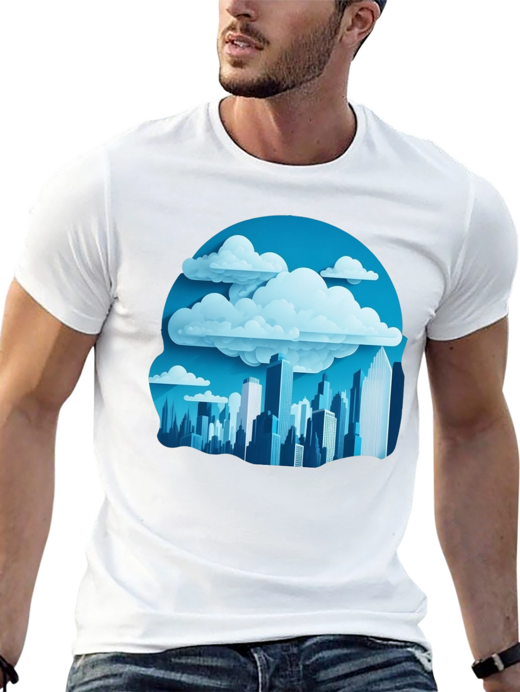 Cityscape Cloudscape Graphic Tee - Urban Style