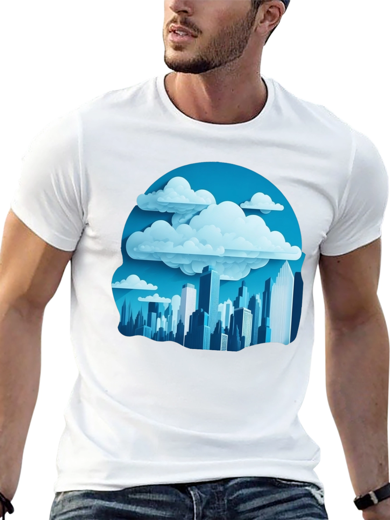 Cityscape Cloudscape Graphic Tee - Urban Style