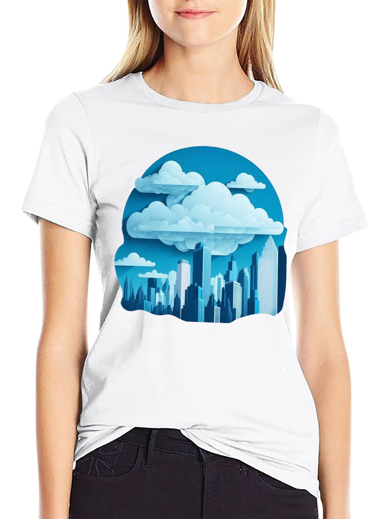 Cityscape Cloudscape Graphic Tee - Urban Style