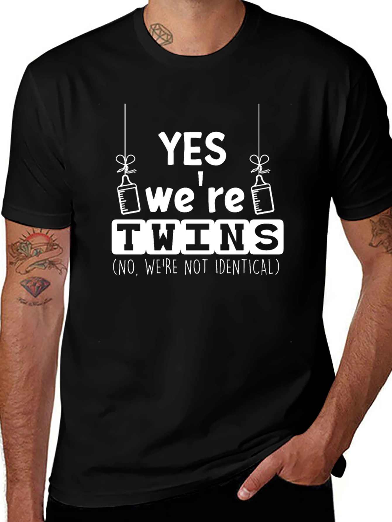 Yes Were Twins T-Shirt - Funny Baby Announcement Tee