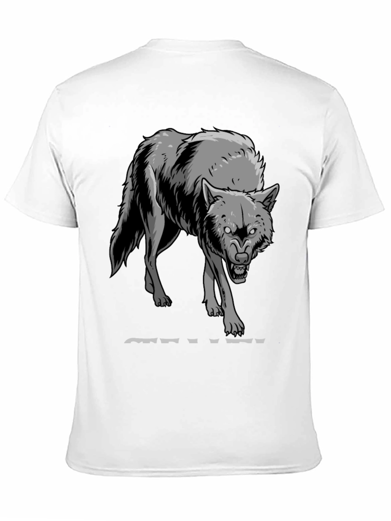 Mens Black T-Shirt with Wolf Graphic