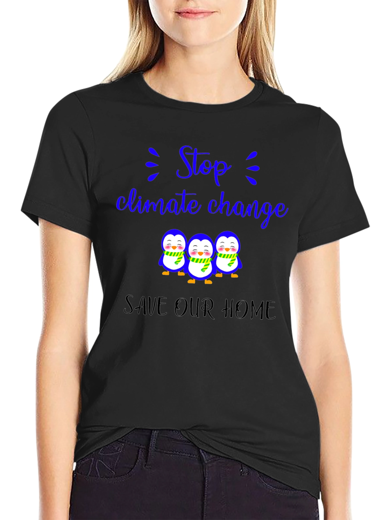 Climate Change Penguin T-Shirt - Save Our Home!