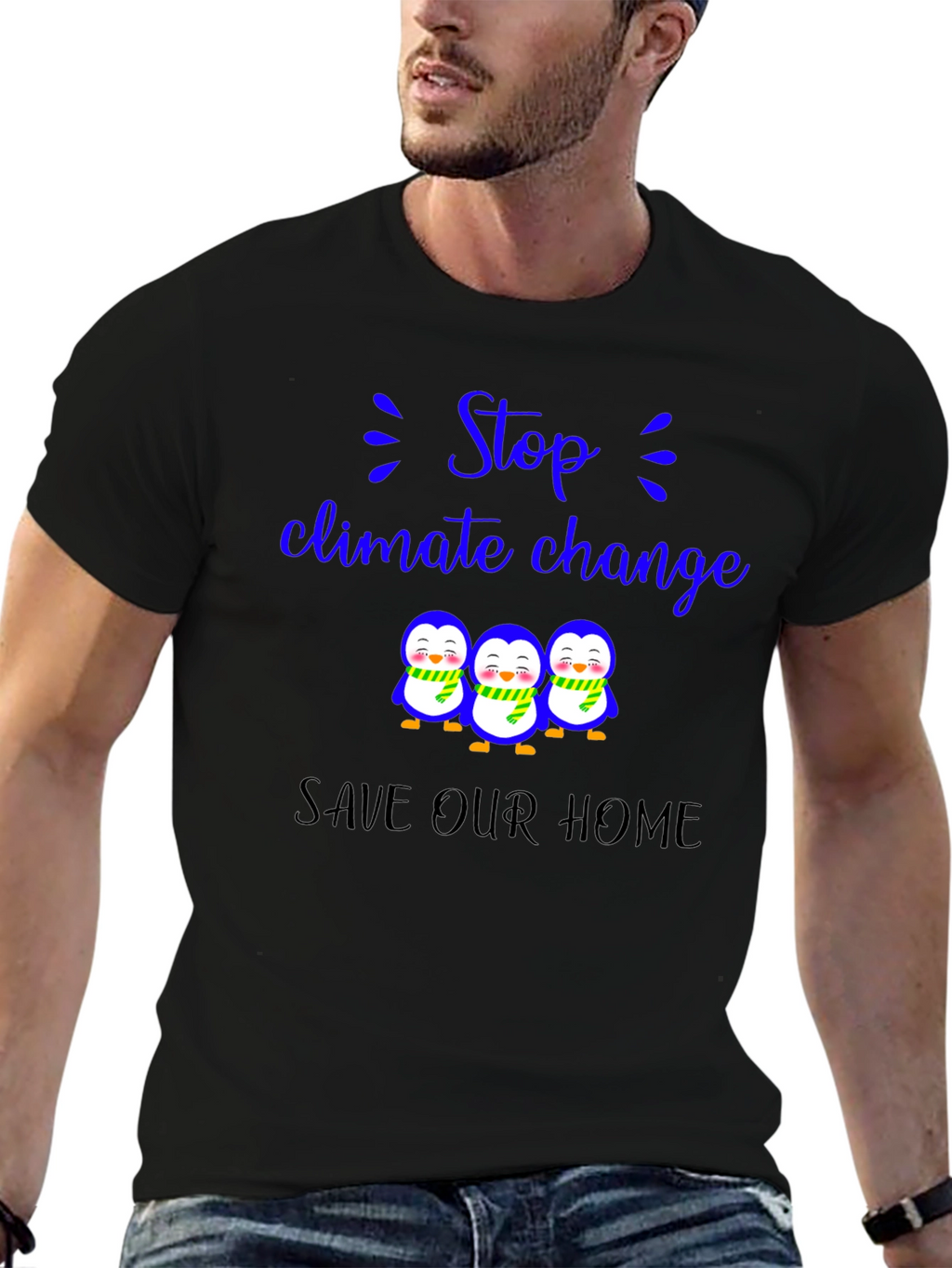 Climate Change Penguin T-Shirt - Save Our Home!